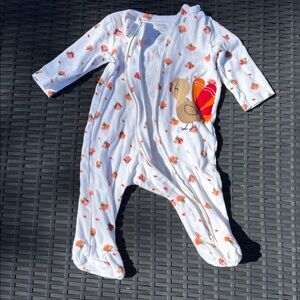 Carter's White Onesie with Orange and Brown Accents